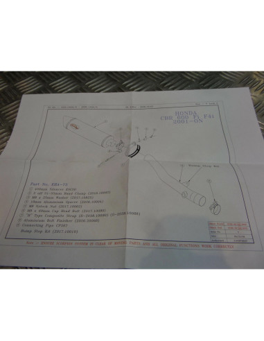 montage scorpion cp267 tube pot silencieux moto honda cbr 600 fi f4i Z039.HA73 c