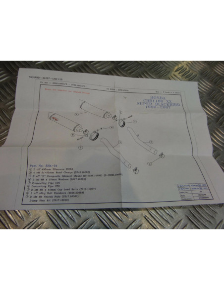 montage scorpion cp005 6 tube pot silencieux moto honda cbr 1100 xx Z039.HA54 m