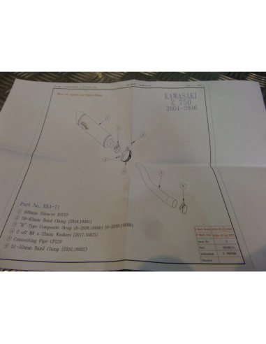 montage scorpion CP229 tube pot silencieux moto kawasaki z 750 Z039.KA71 collier