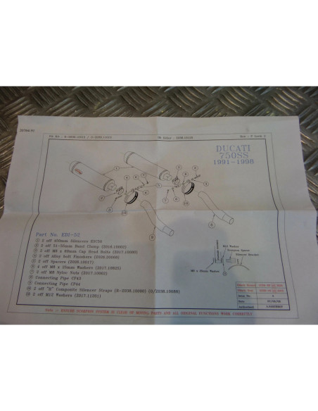 montage scorpion cp043 44 tube pot silencieux moto ducati 750 ss Z039.10013-R co