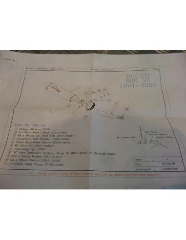 montage scorpion CP040 tube pot silencieux moto ducati 600 ss Z039.DI53 collier