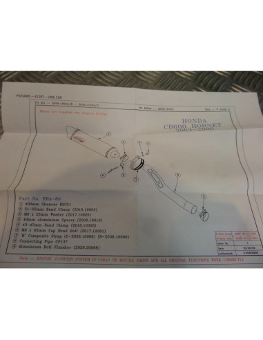 montage scorpion CP137 tube pot silencieux moto honda cb 600 hornet Z039.HA80 co