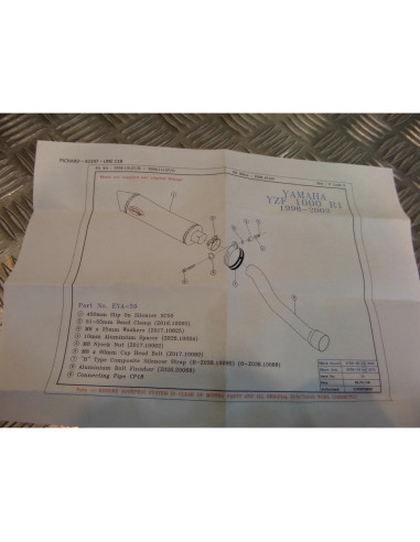 montage scorpion cp018 tube pot silencieux moto yamaha yzf 1000 r1 Z039.YA59 col