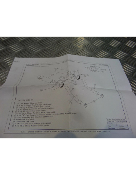 montage scorpion cp082 83 tube pot silencieux moto honda vtr 1000 sp2 Z039.HA77