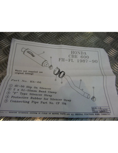 montage scorpion cp104 tube pot silencieux moto honda cbr 600 Z039.10028-R colli