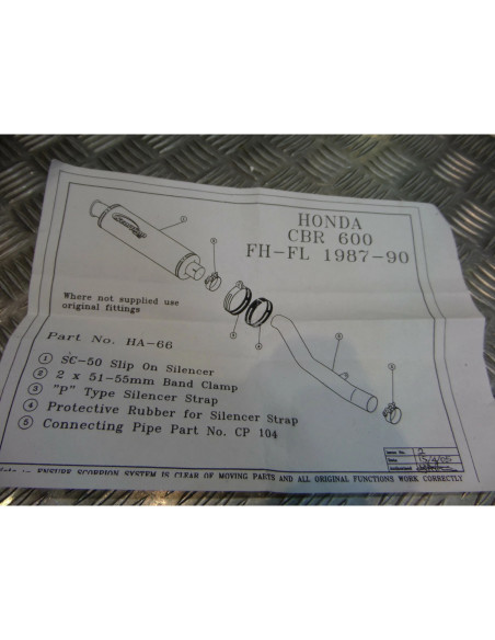 montage scorpion cp104 tube pot silencieux moto honda cbr 600 Z039.10028-R colli