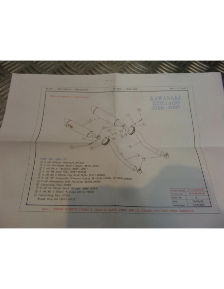 montage scorpion cp382 383 tube pot silencieux moto kawasaki zzr 1400 Z039.KA75