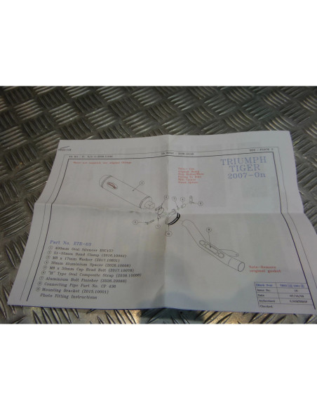 montage scorpion cp436 tube pot silencieux moto triumph tiger Z039.TR63 collier