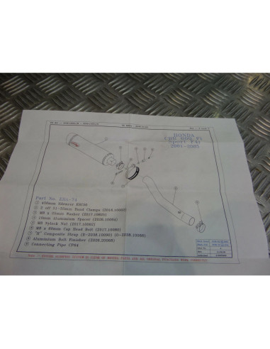 montage scorpion cp064 tube pot silencieux moto honda cbr 600 fi f4i Z039.HA74