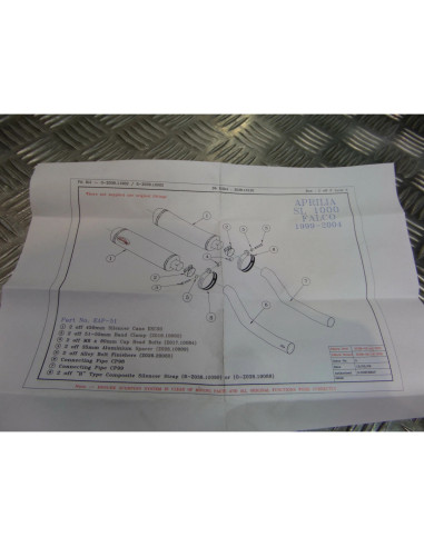 montage scorpion cp098 99 tube pot silencieux moto aprilia sl 1000 falco Z039.AP
