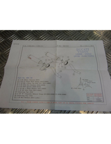 montage scorpion cp028 029 tube pot silencieux moto ducati 750 ss Z039.DI58 manc