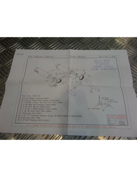 montage scorpion cp028 029 tube pot silencieux moto ducati 750 ss Z039.DI58 manc