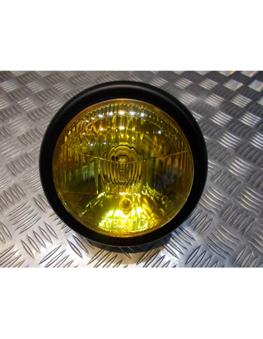 phare metal noir universel verre jaune moto bobber custom chopper cafe racer scr