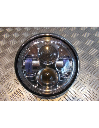 phare metal chrome universel double full led moto bobber custom chopper cafe rac