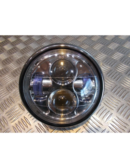 phare metal chrome universel double full led moto bobber custom chopper cafe rac