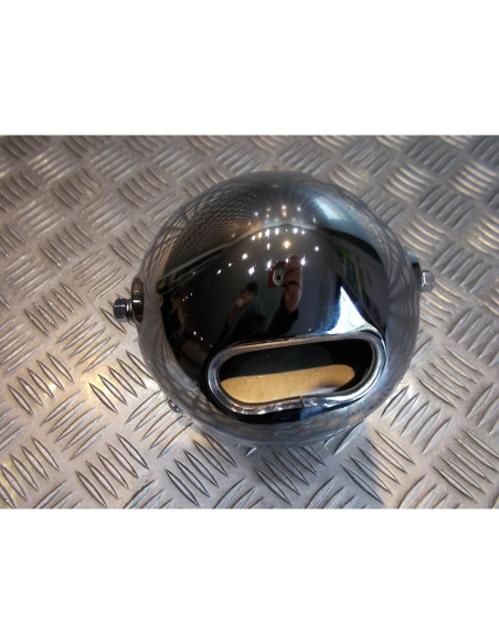 phare metal chrome universel double full led moto bobber custom chopper cafe rac