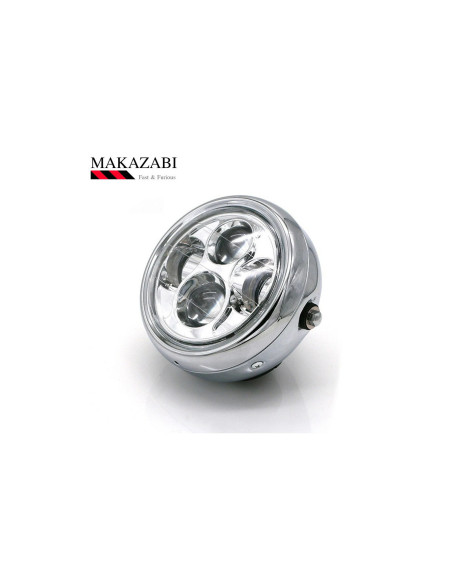 phare metal chrome universel double full led moto bobber custom chopper cafe rac