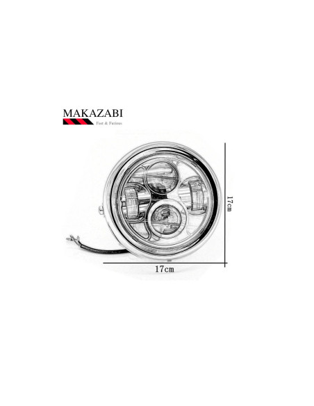 phare metal chrome universel double full led moto bobber custom chopper cafe rac