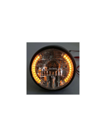 phare optique universel adaptable h4 avec clignotant led integre moto quad scoot