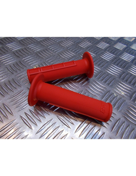jeu poignee caoutchouc guidon 22 mm progrip rouge moto scooter quad cross ... re