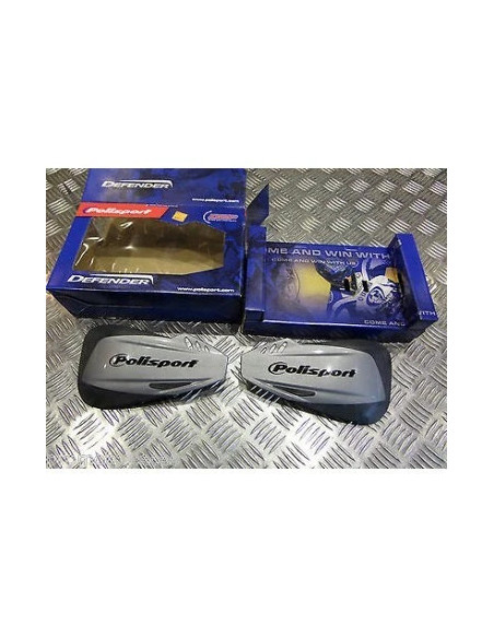 jeu protege main noir gris polisport defender pour moto cross enduro supermotard