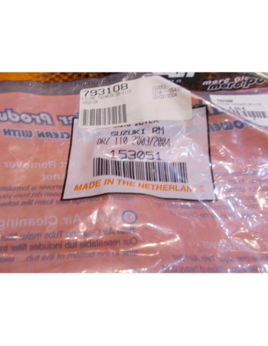 filtre a air mousse twinair 153051 moto suzuki rm drz 110 2003 - 04