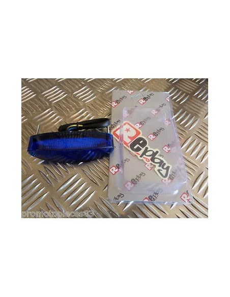 feu arriere universel oval bleu eclairage rouge 15 leds pour scooter moto quad