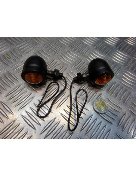 2 x clignotant noir mat universel moto chopper bobber cafe racer custom dirt tra