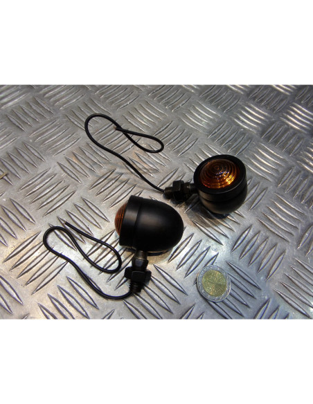 2 x clignotant noir mat universel moto chopper bobber cafe racer custom dirt tra