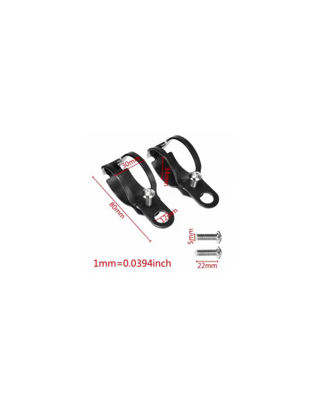 jeu platine support fixation clignotant sur fourche diam 30 mm a 43 mm moto quad