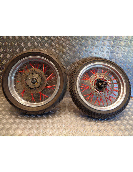 paire jante roue supermotard akront moto honda nx 650 dominator rd02