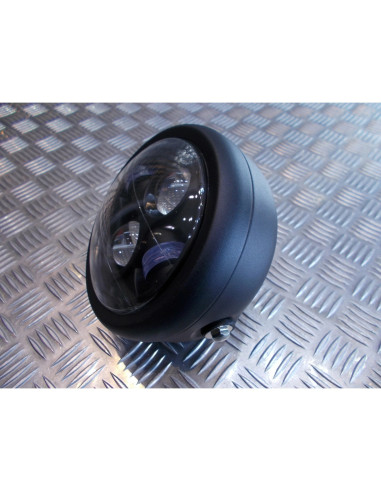 phare metal noir universel double full led moto bobber custom chopper cafe racer